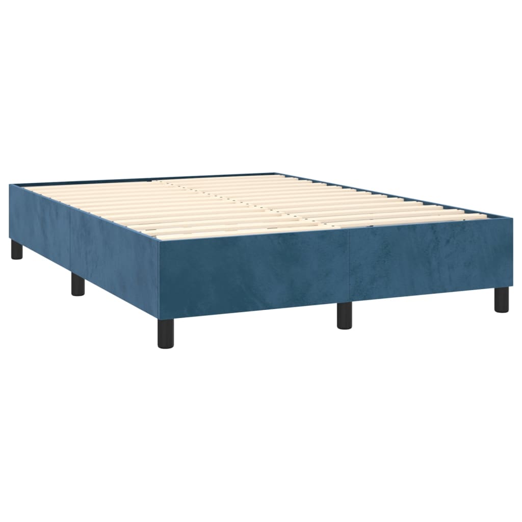 vidaXL Boxspringbett mit Matratze & LED Dunkelblau 140x190 cm Samt