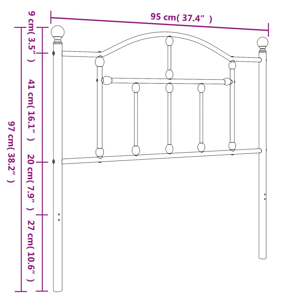 vidaXL Kopfteil Metall Weiß 90 cm