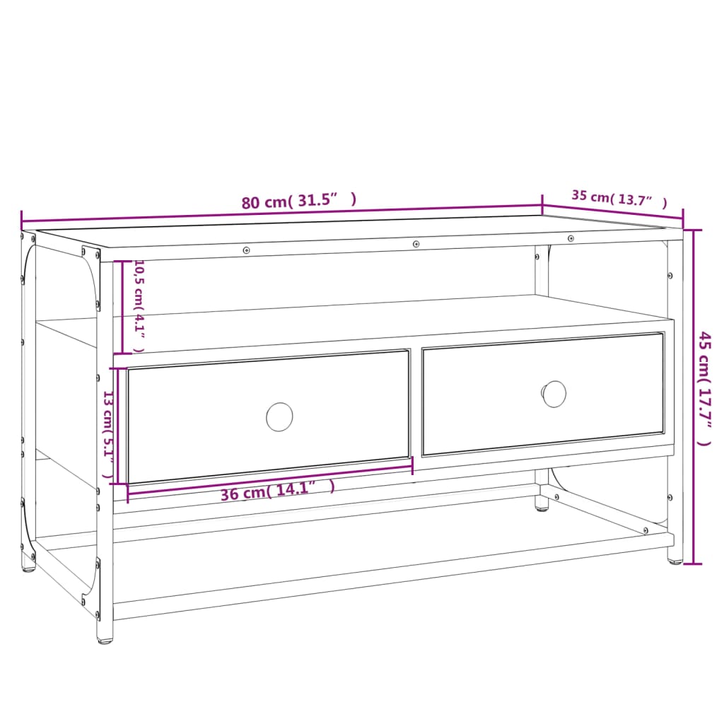 vidaXL TV-Schrank Braun Eichen-Optik 80x35x45 cm Holzwerkstoff