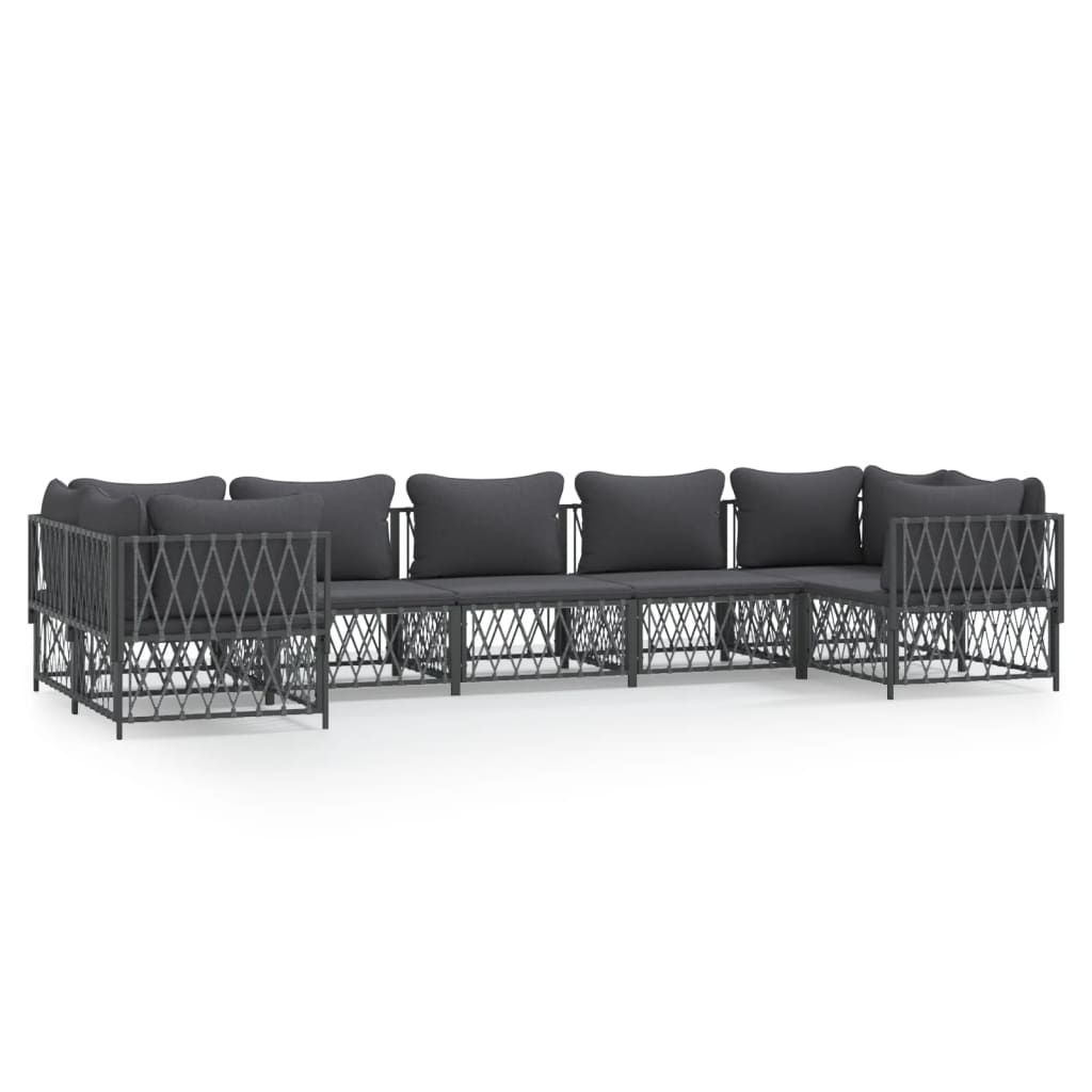 vidaXL 7-tlg. Garten-Lounge-Set mit Kissen Anthrazit Stahl