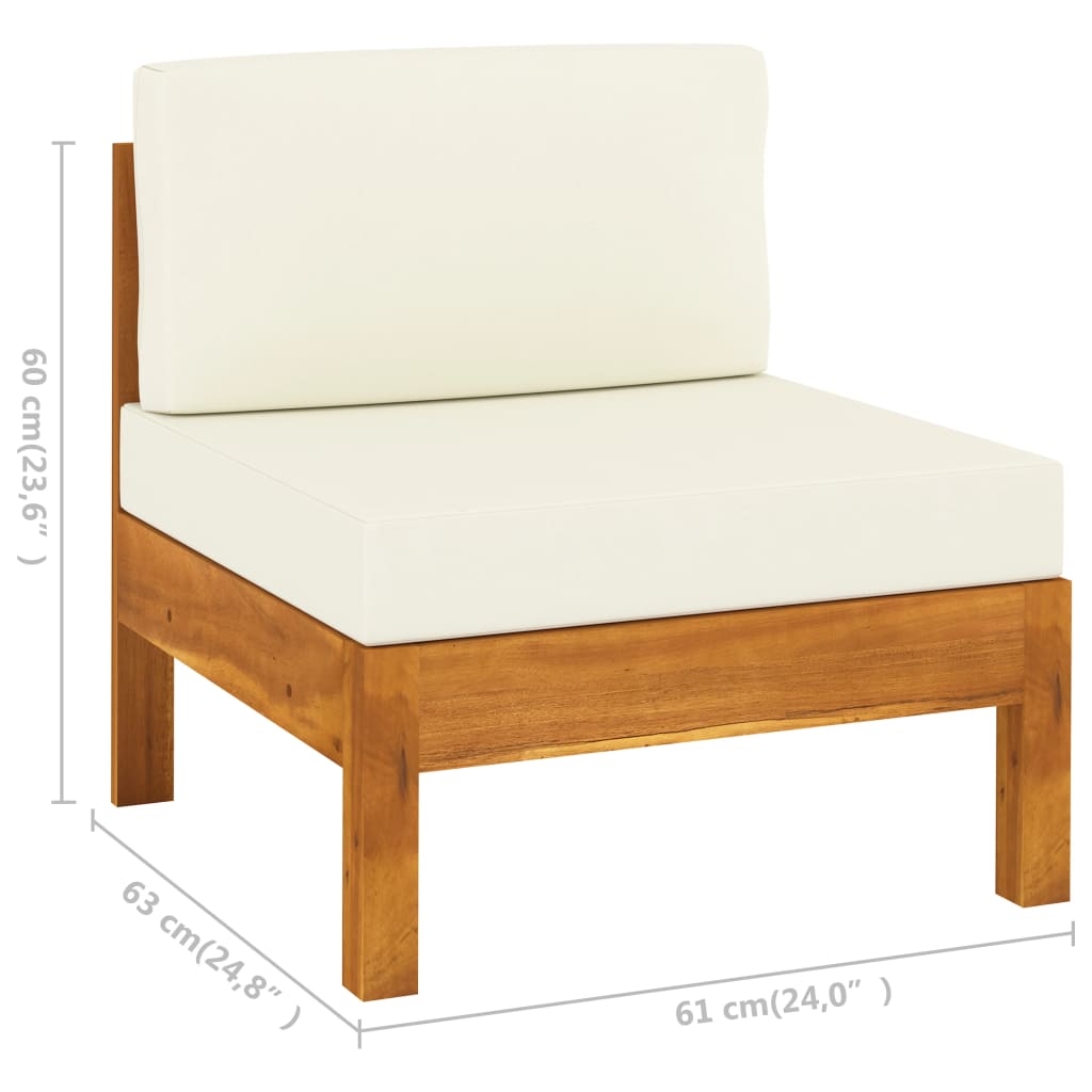 vidaXL 7-tlg. Garten-Lounge-Set mit Creme Auflagen Massivholz Akazie