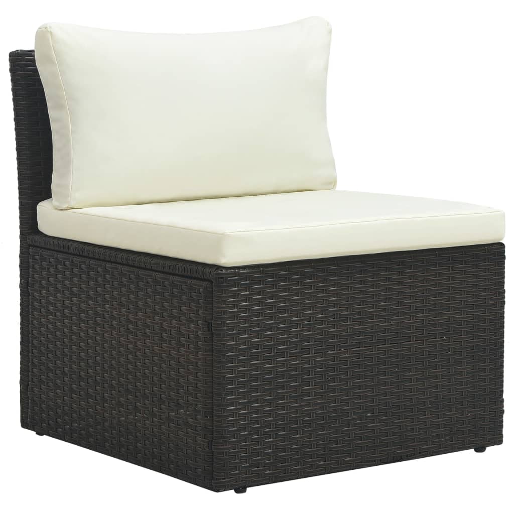 vidaXL 4-tlg. Garten-Lounge-Set mit Kissen Poly-Rattan Braun