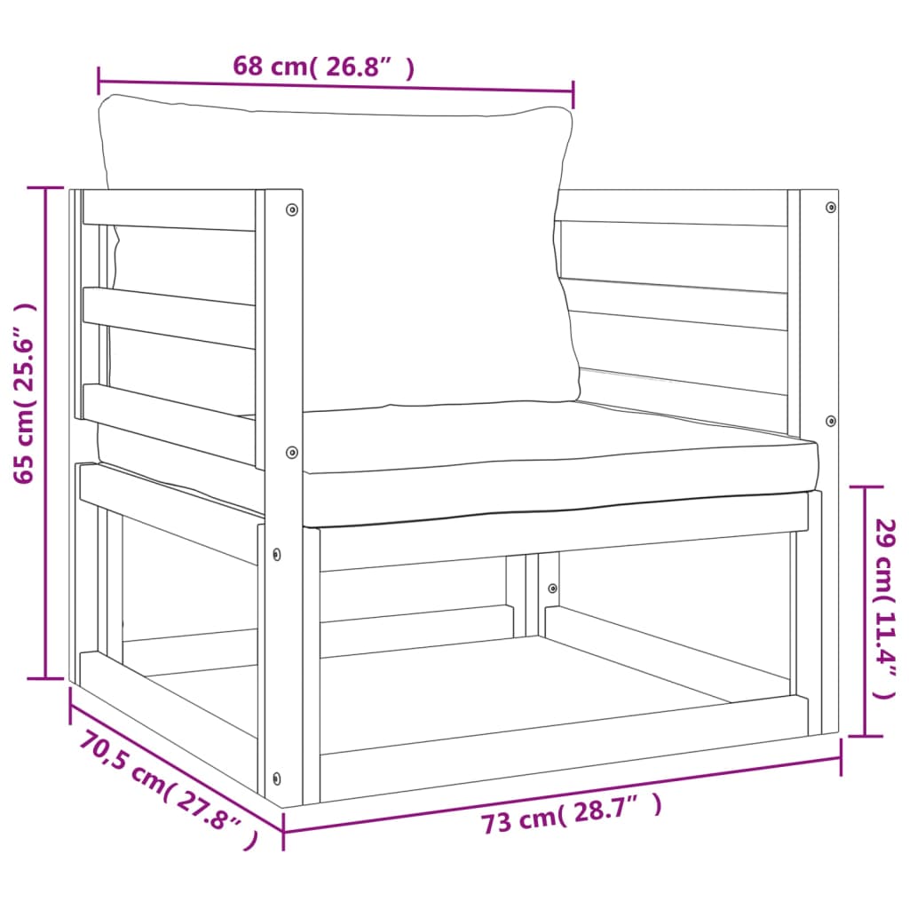 vidaXL 7-tlg. Garten-Lounge-Set mit Hellgrauen Kissen Massivholz