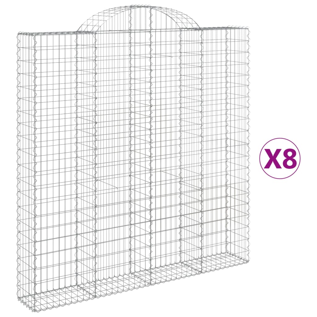 vidaXL Gabionen mit Hochbogen 8 Stk. 200x30x200/220cm Verzinktes Eisen