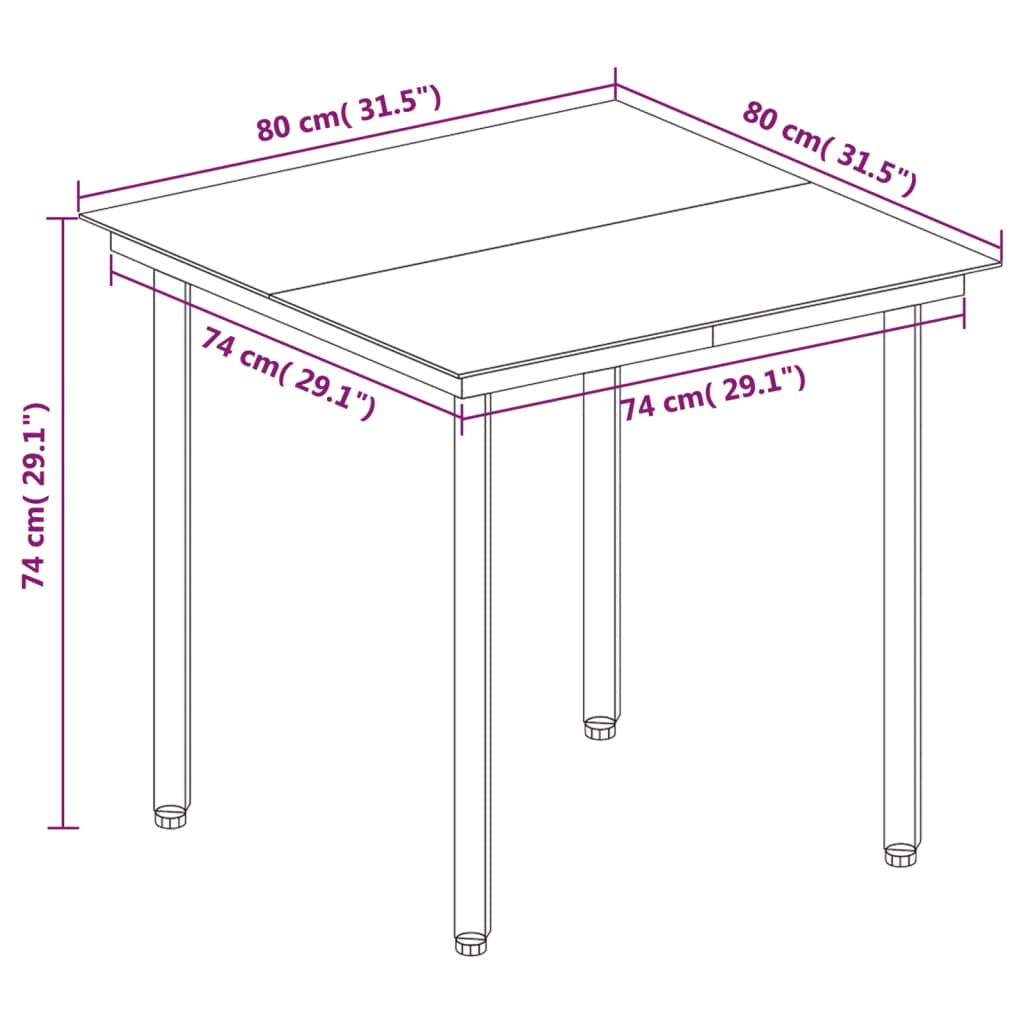 vidaXL 3-tlg. Garten-Essgruppe mit Auflagen Poly Rattan und Glas