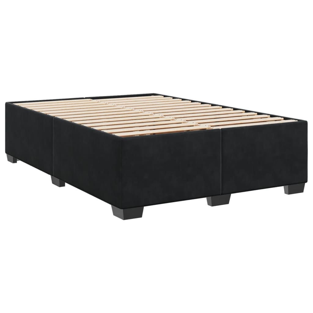 vidaXL Boxspringbett mit Matratze Schwarz 140x190 cm Samt