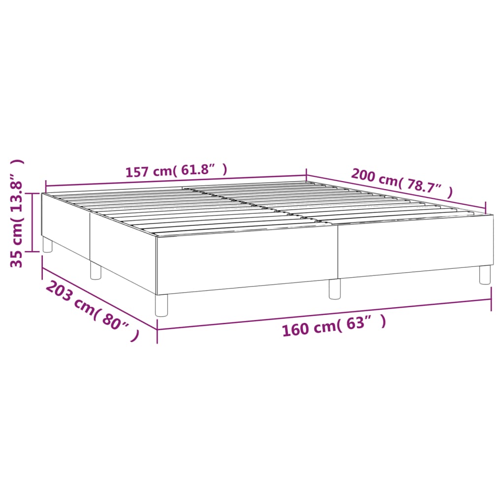 vidaXL Bettgestell Dunkelgrau 160x200 cm Stoff