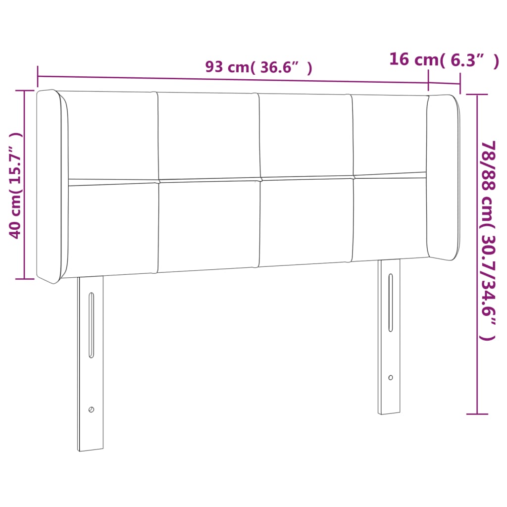 vidaXL LED Kopfteil Blau 93x16x78/88 cm Stoff