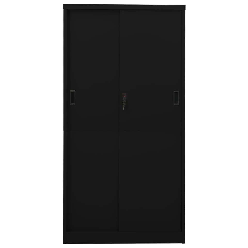 vidaXL Büroschrank mit Schiebetür Schwarz 90x40x180 cm Stahl