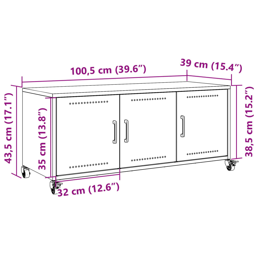 vidaXL TV-Schrank Rosa 100,5x39x43,5 cm Stahl