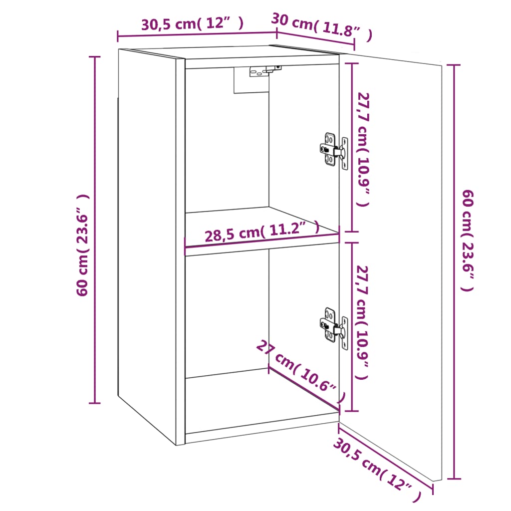 vidaXL TV-Schrank Grau Sonoma 30,5x30x60 cm Holzwerkstoff