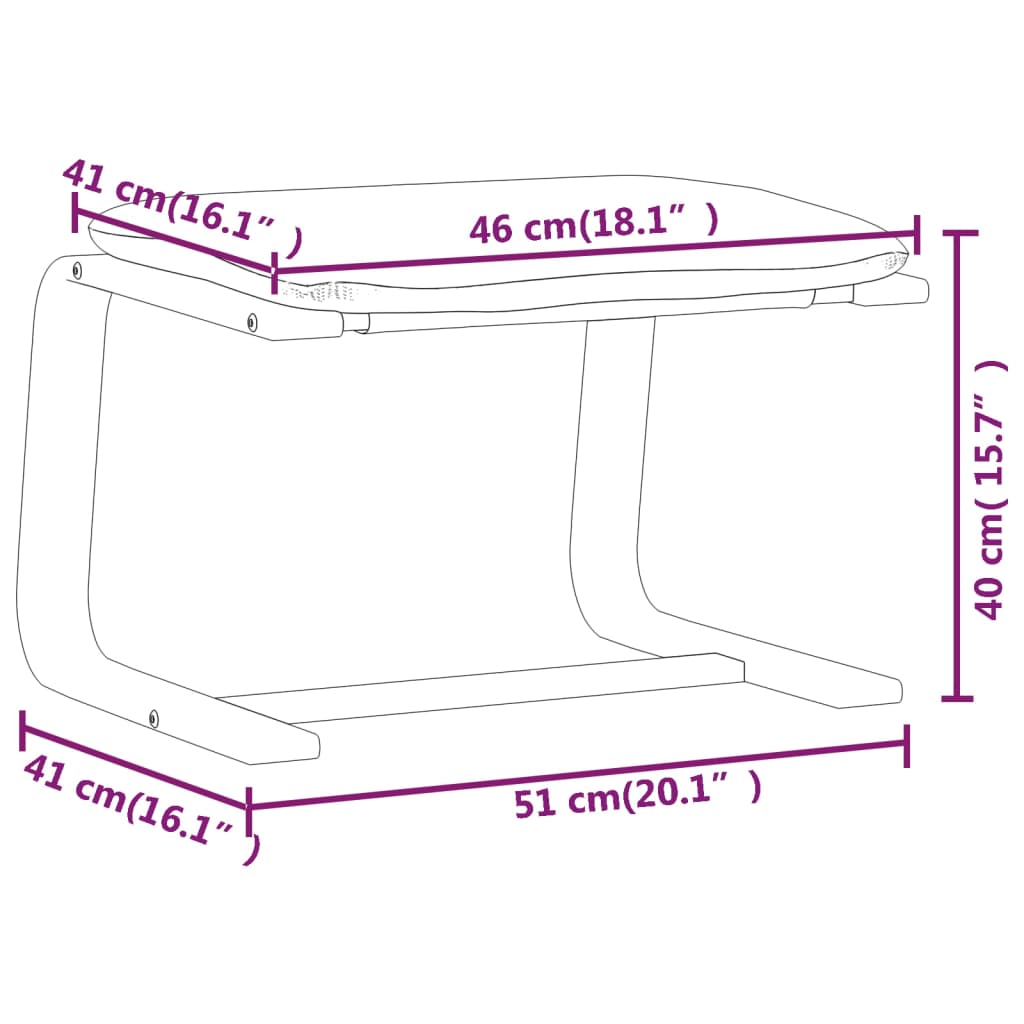 vidaXL Fußhocker Hellgrau 51x41x40 cm Stoff