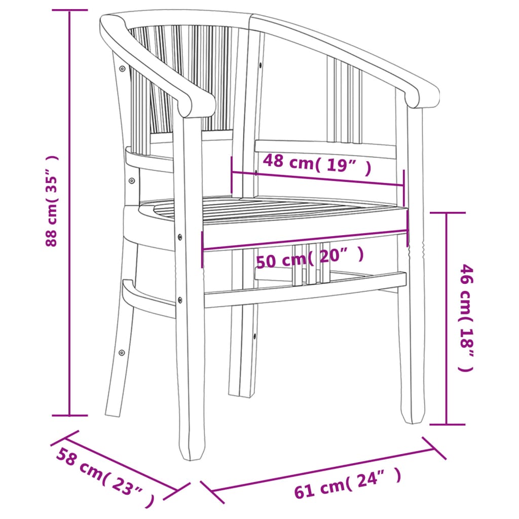 vidaXL 3-tlg. Garten-Essgruppe Massivholz Teak