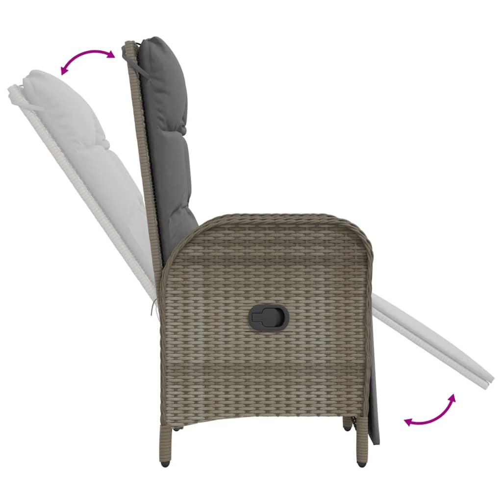 vidaXL 9-tlg. Garten-Essgruppe mit Kissen Grau Poly Rattan