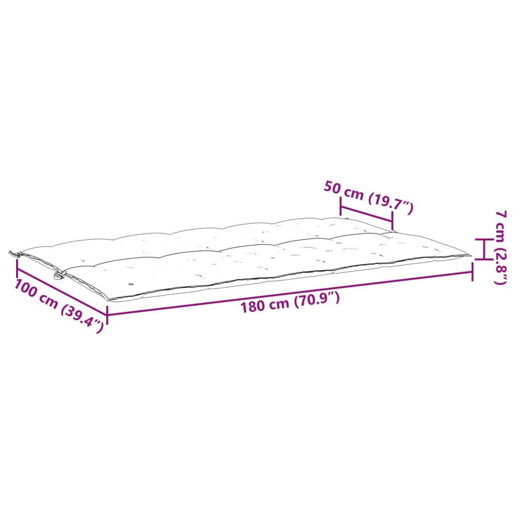 vidaXL Gartenbank-Auflage Cremeweiß 180x(50+50)x7 cm Oxford-Gewebe