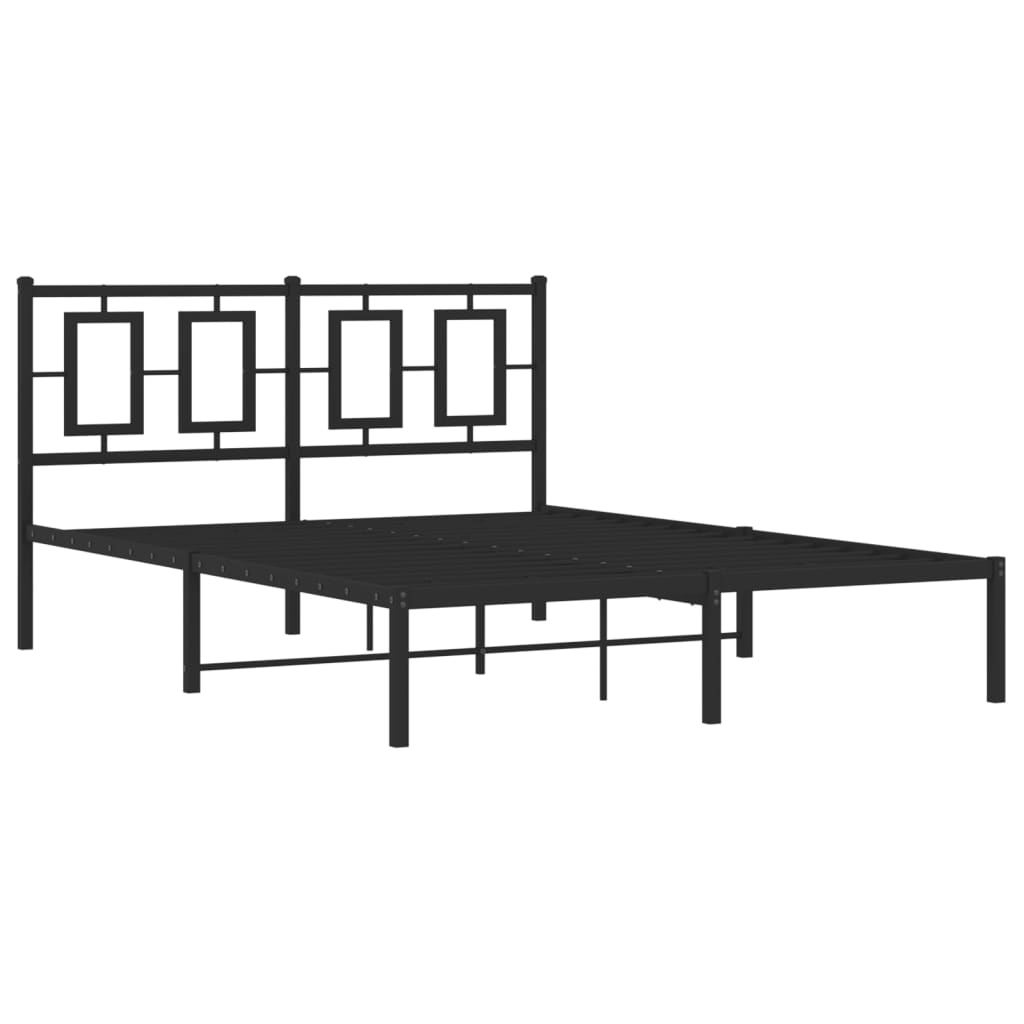 vidaXL Bettgestell mit Kopfteil Metall Schwarz 135x190 cm