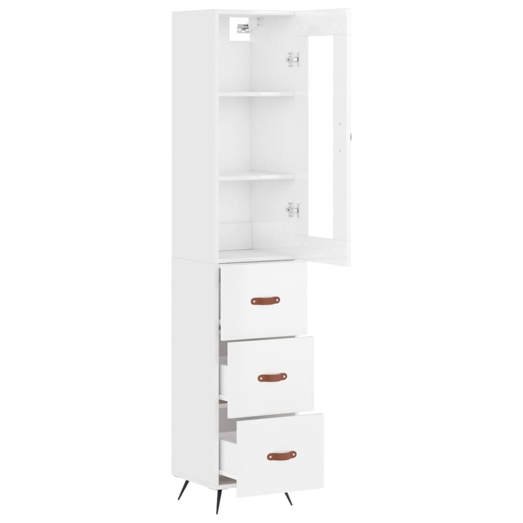 vidaXL Highboard Hochglanz-Weiß 34,5x34x180 cm Holzwerkstoff