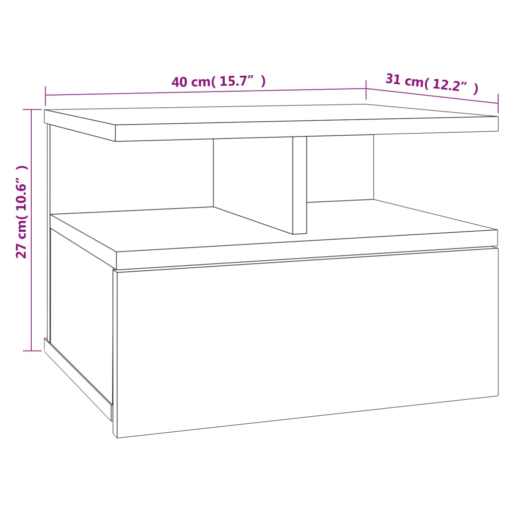 vidaXL Nachttisch Hängend Braun Eichen-Optik 40x31x27 cm Holzwerkstoff