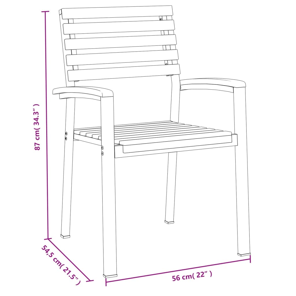 vidaXL Stapelbare Gartenstühle 4 Stk. Massivholz Akazie und Metall