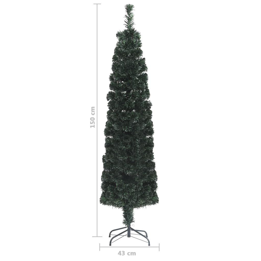 vidaXL Künstlicher Weihnachtsbaum Schlank mit Ständer 150 cm Glasfaser