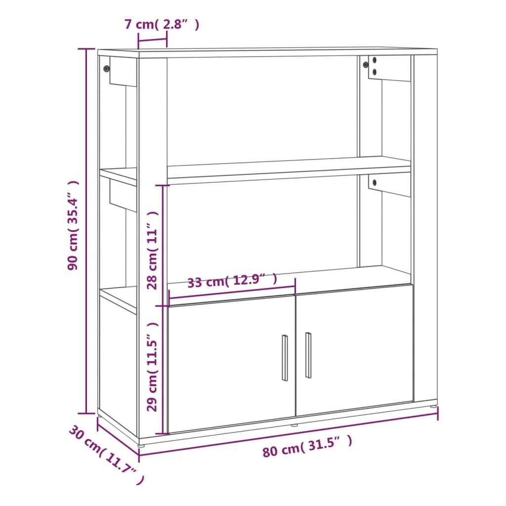 vidaXL Sideboard Betongrau 80x30x90 cm Holzwerkstoff