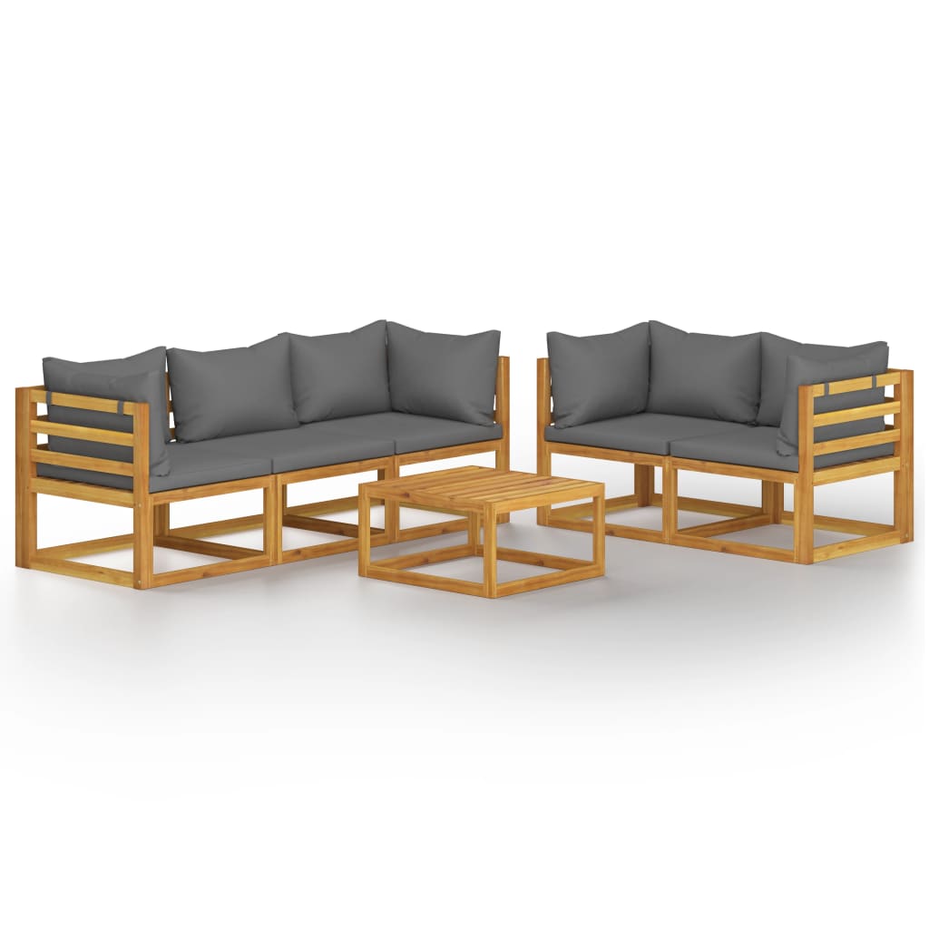 vidaXL 6-tlg. Garten-Lounge-Set mit Auflagen Massivholz Akazie