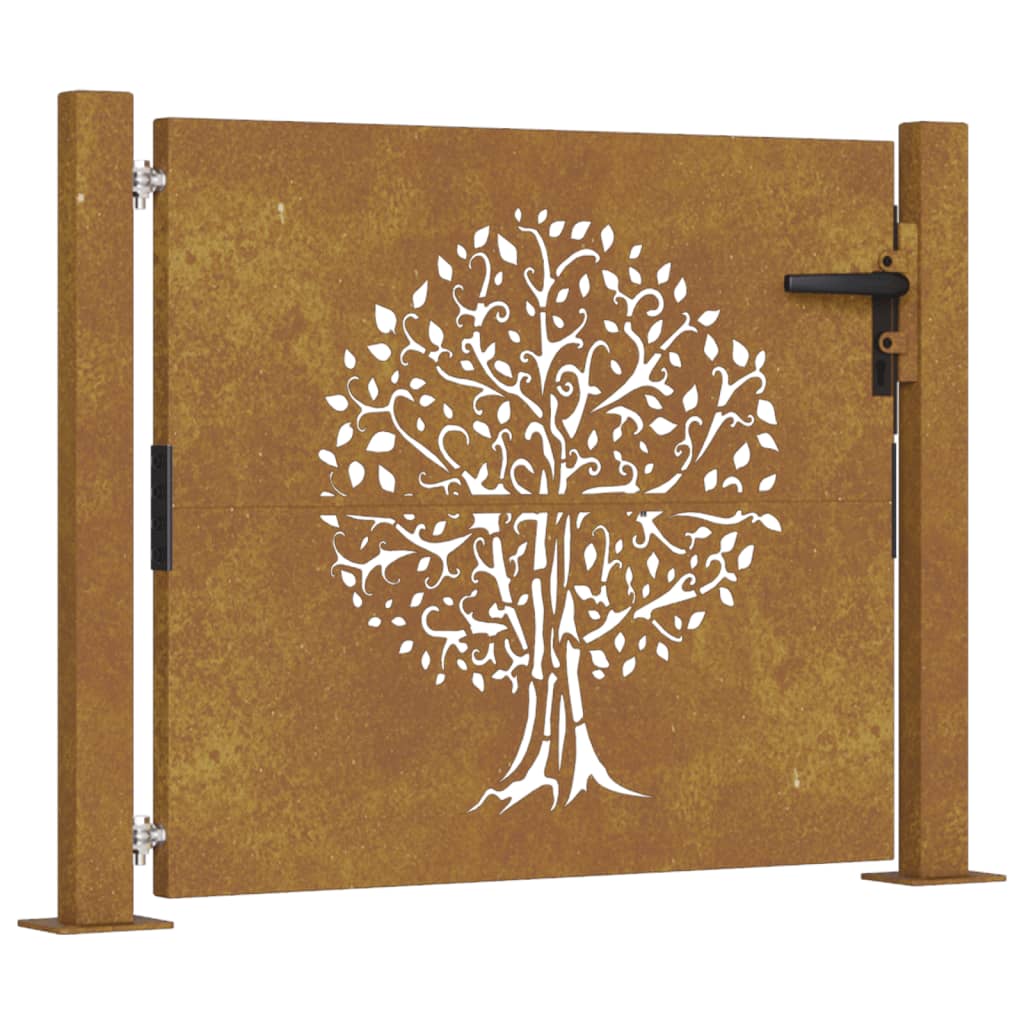 vidaXL Gartentor 105x105 cm Cortenstahl Baum-Design