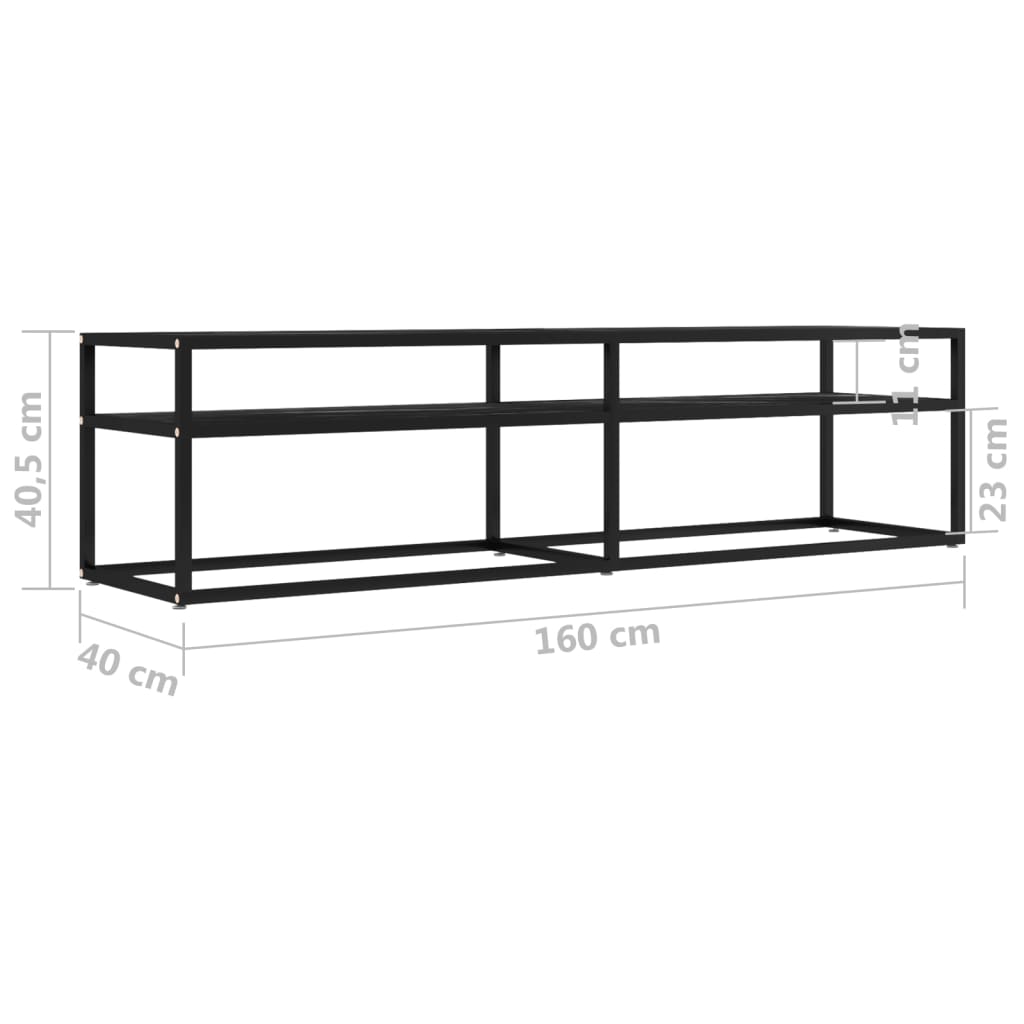 vidaXL TV-Schrank Schwarz Marmor-Optik 160x40x40,5 cm Hartglas