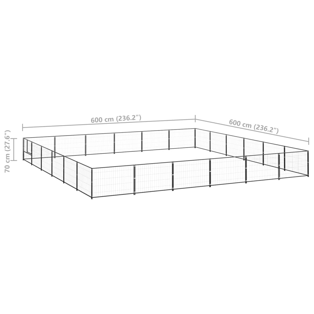 vidaXL Hundezwinger Schwarz 36 m² Stahl