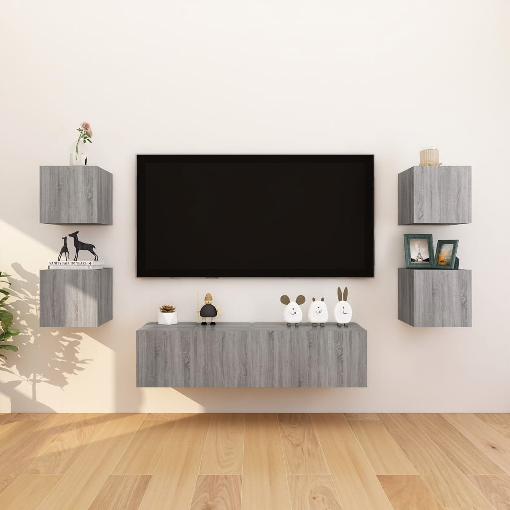 vidaXL TV-Wandschrank Grau Sonoma 30,5x30x30 cm