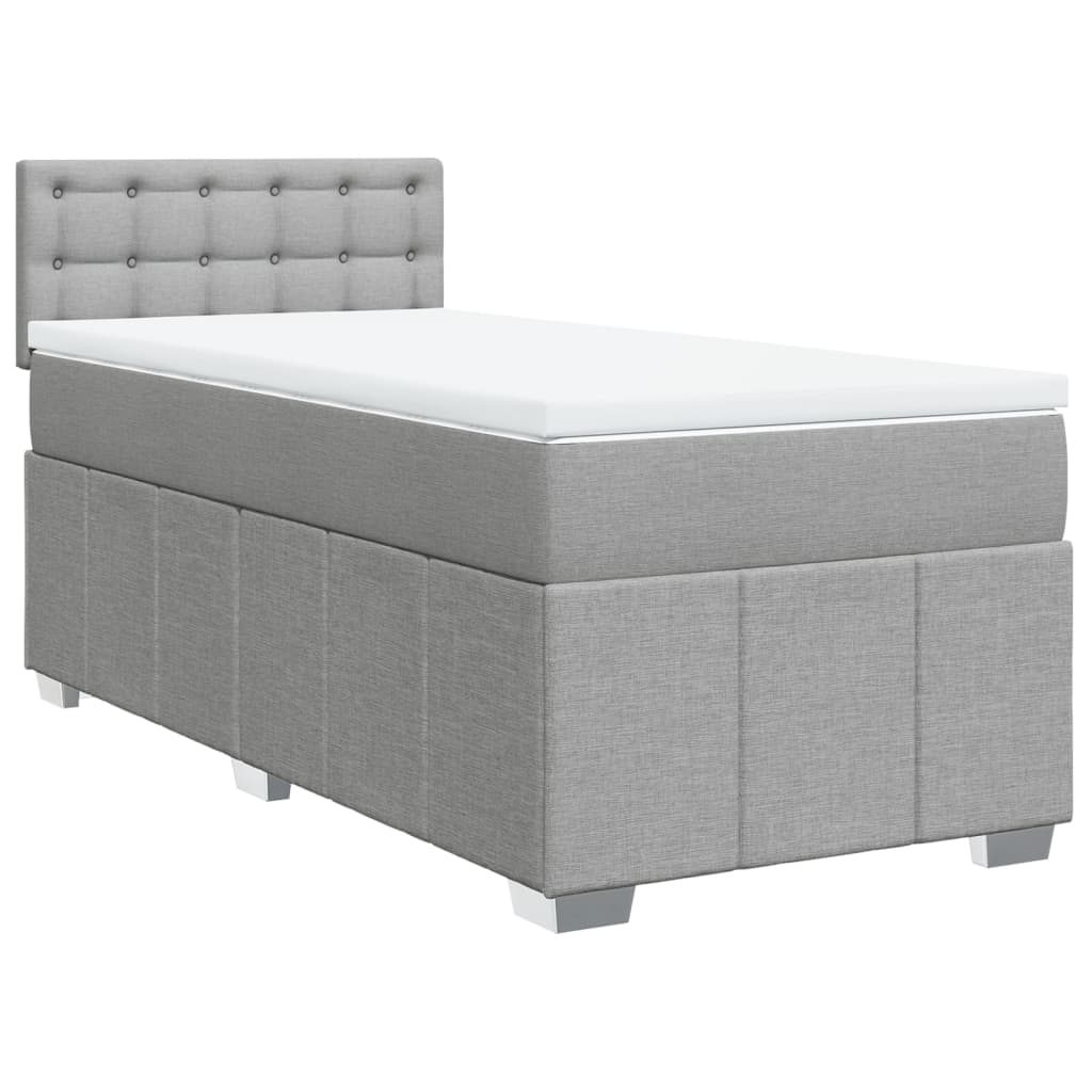 vidaXL Boxspringbett mit Matratze Hellgrau 90x200 cm Stoff