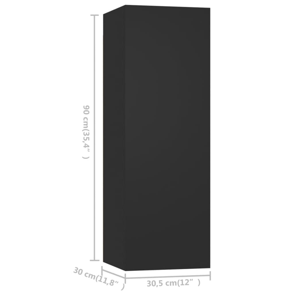 vidaXL 4-tlg. TV-Schrank-Set Schwarz Holzwerkstoff