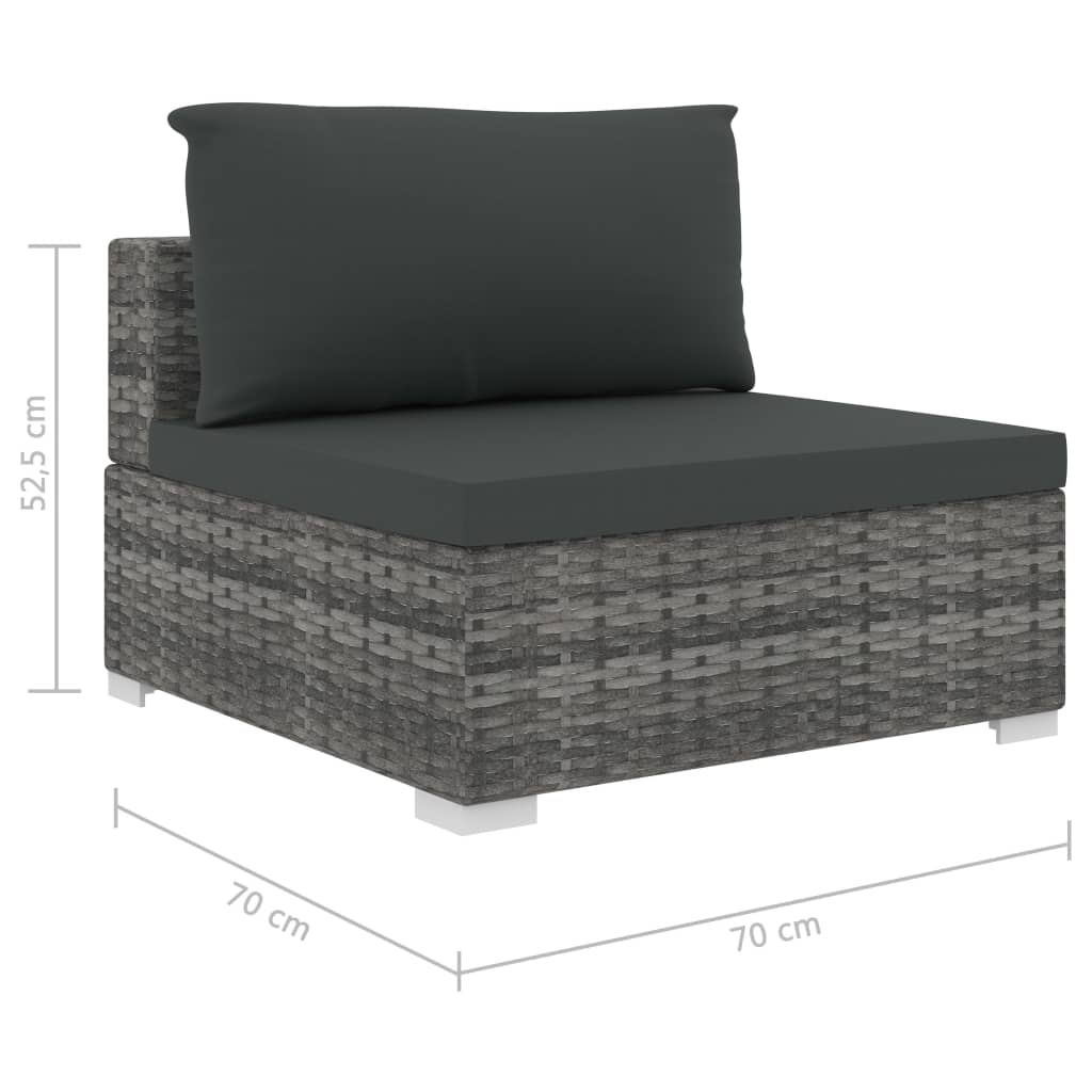 vidaXL 12-tlg. Garten-Lounge-Set mit Auflagen Poly Rattan Grau