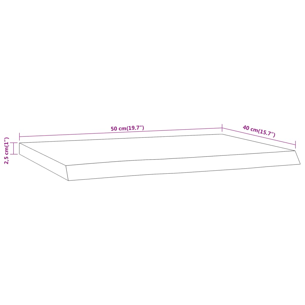 vidaXL Wandregal 50x40x2,5 cm Rechteckig Massivholz Akazie Baumkante