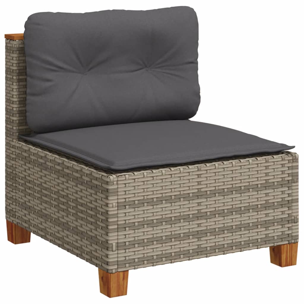 vidaXL 9-tlg. Garten-Sofagarnitur mit Kissen Grau Poly Rattan