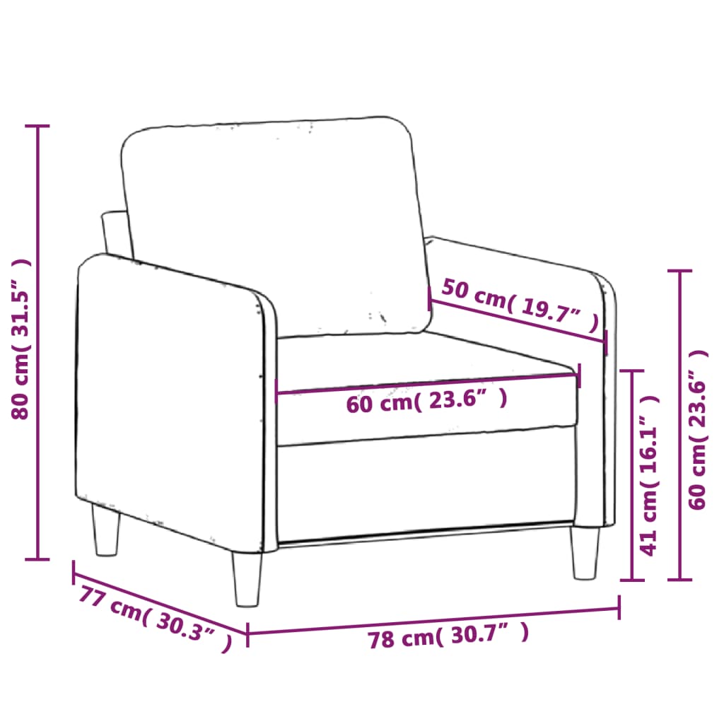 vidaXL Sessel Weinrot 60 cm Stoff