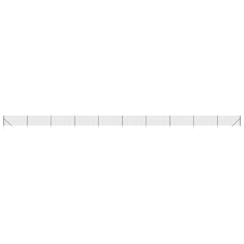 vidaXL Maschendrahtzaun mit Bodenhülsen Anthrazit 0,8x25 m