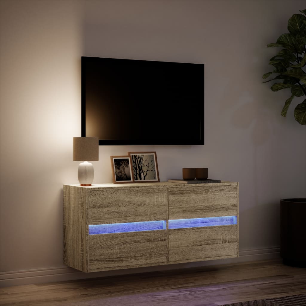 vidaXL TV-Wandschrank mit LED-Beleuchtung Sonoma-Eiche 100x31x45 cm