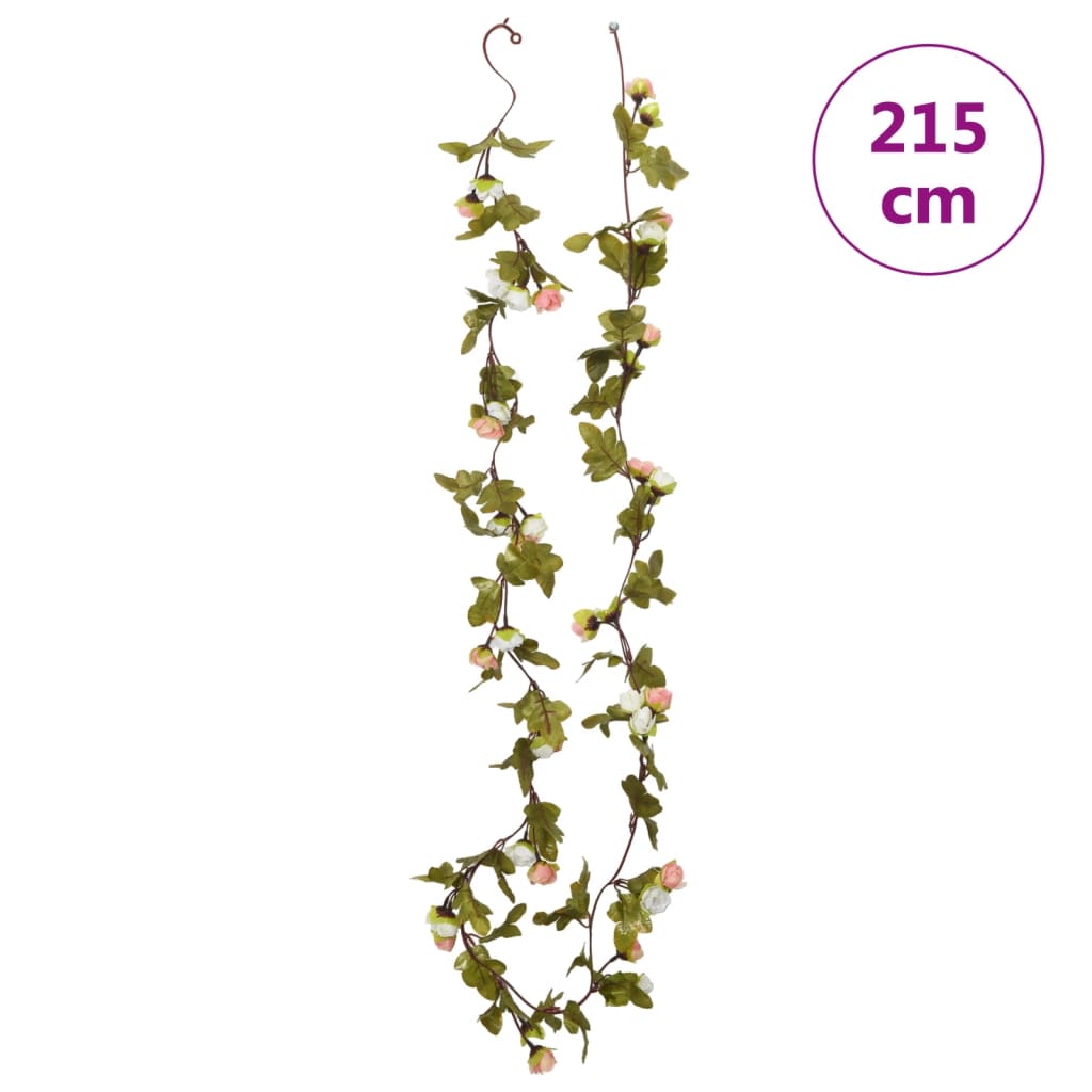 vidaXL Weihnachtskränze Blumen 6 Stk. Champagnerfarben 215 cm