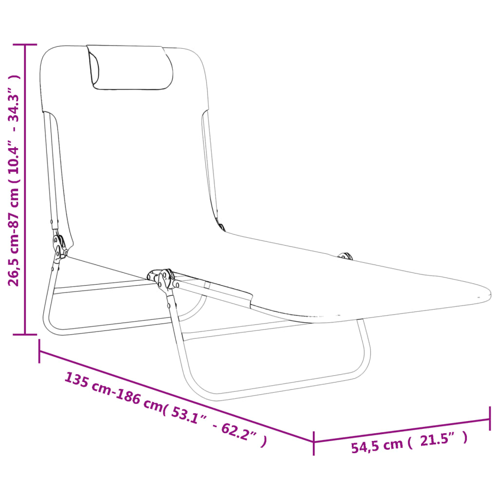 vidaXL Sonnenliegen Klappbar 2 Stk. Grau Textilene und Stahl