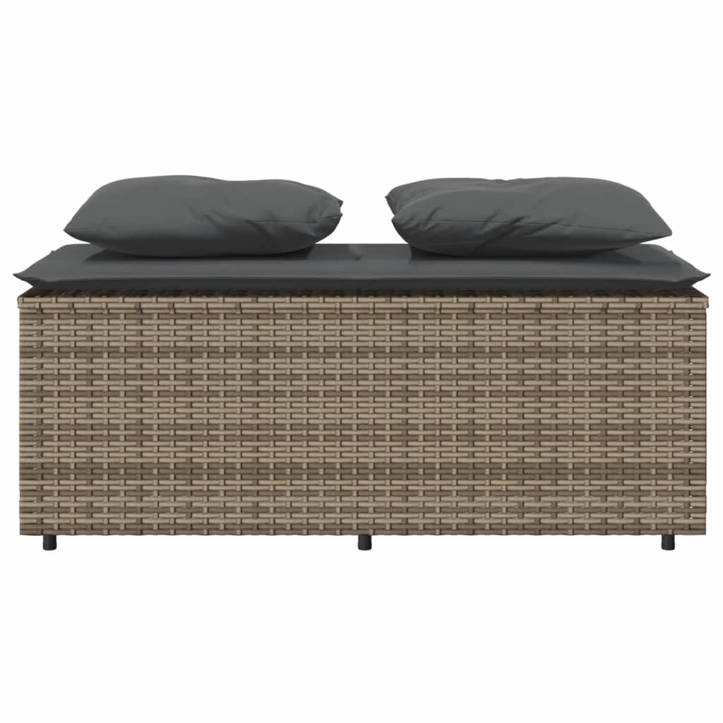 vidaXL 3-tlg. Garten-Essgruppe mit Kissen Grau Poly Rattan