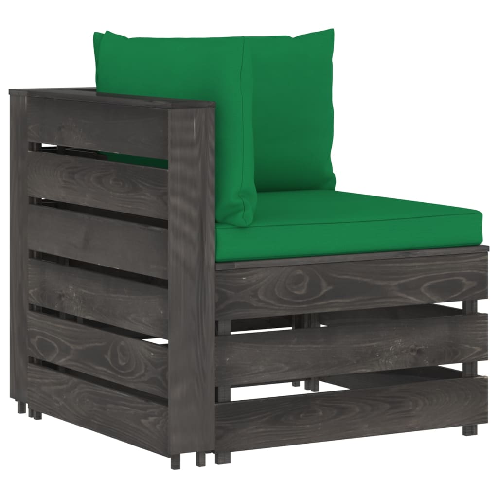 vidaXL 4-Sitzer Outdoor-Sofa mit Kissen Grau Imprägniertes Holz