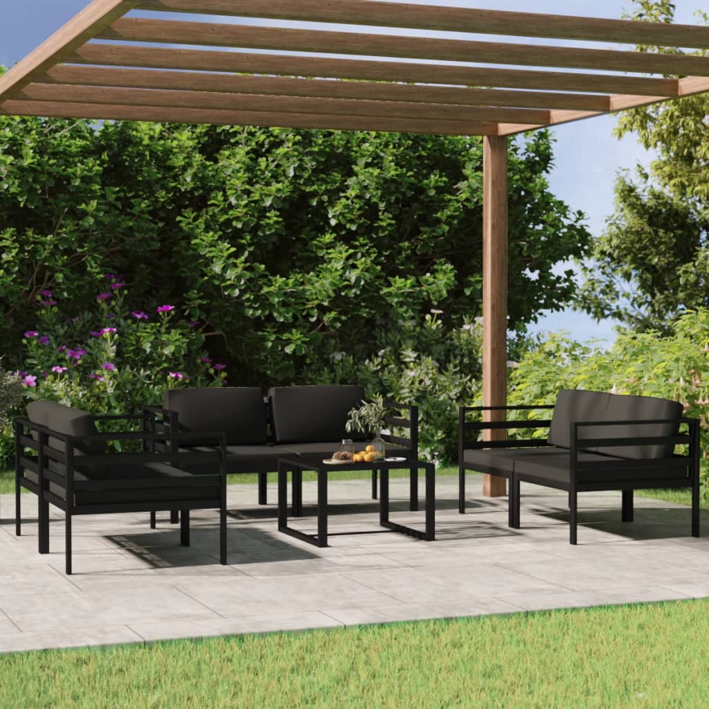 vidaXL 7-tlg. Garten-Lounge-Set mit Kissen Aluminium Anthrazit