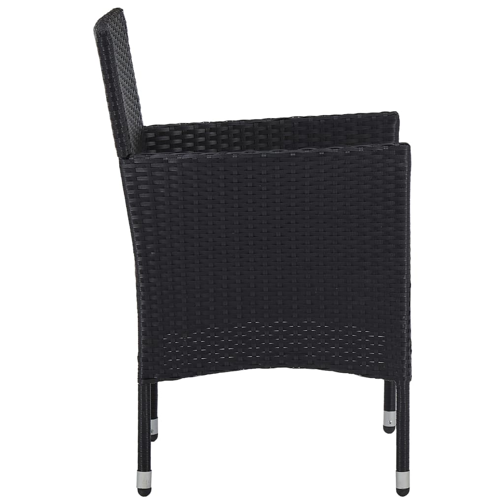 vidaXL 11-tlg. Garten-Essgruppe Poly Rattan Schwarz