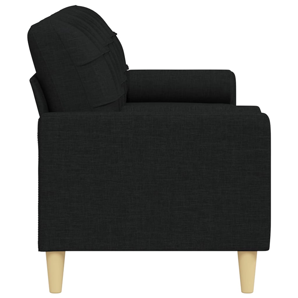 vidaXL Sofa 3-Sitzer mit Zierkissen Schwarz 210 cm Stoff