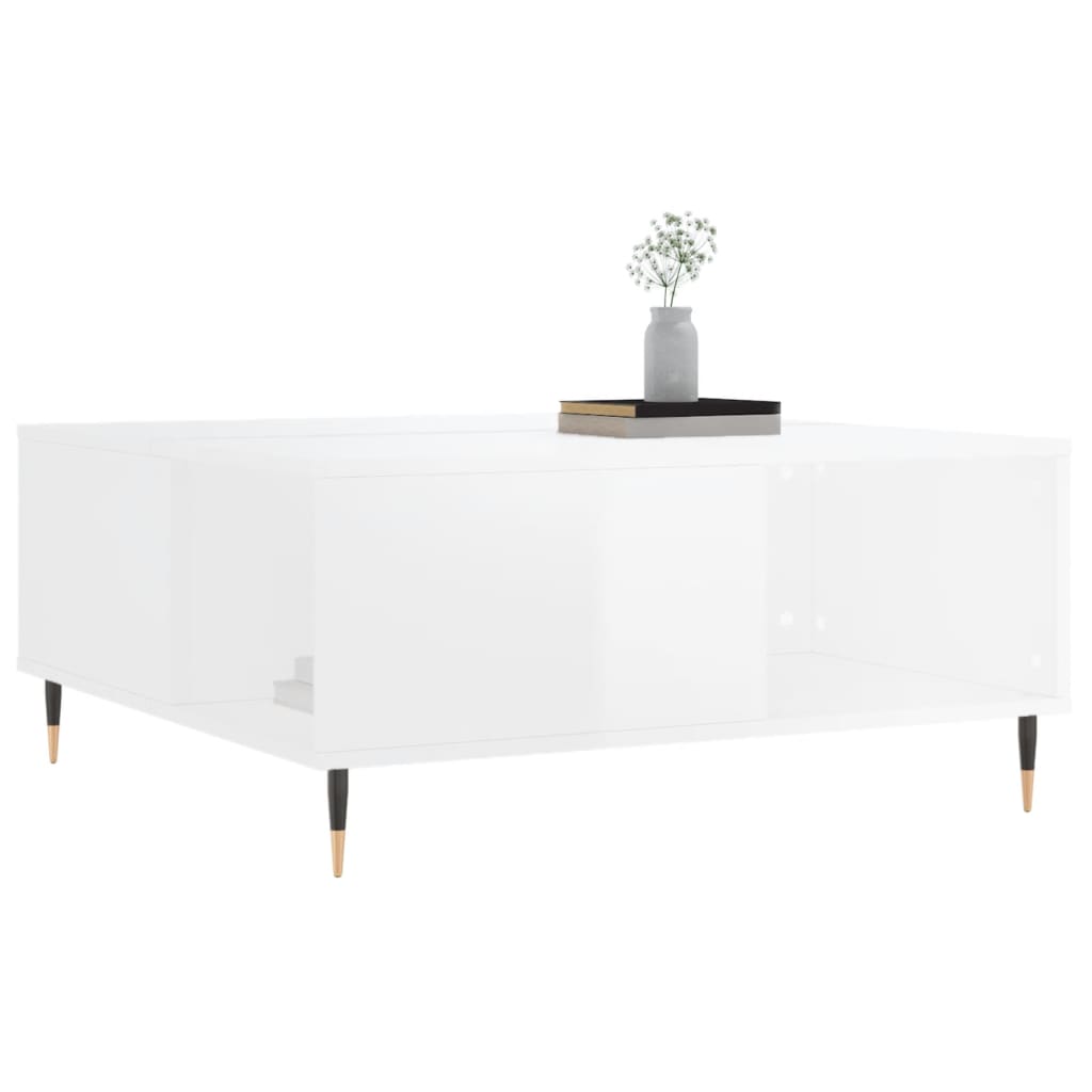 vidaXL Couchtisch Hochglanz-Weiß 80x80x36,5 cm Holzwerkstoff