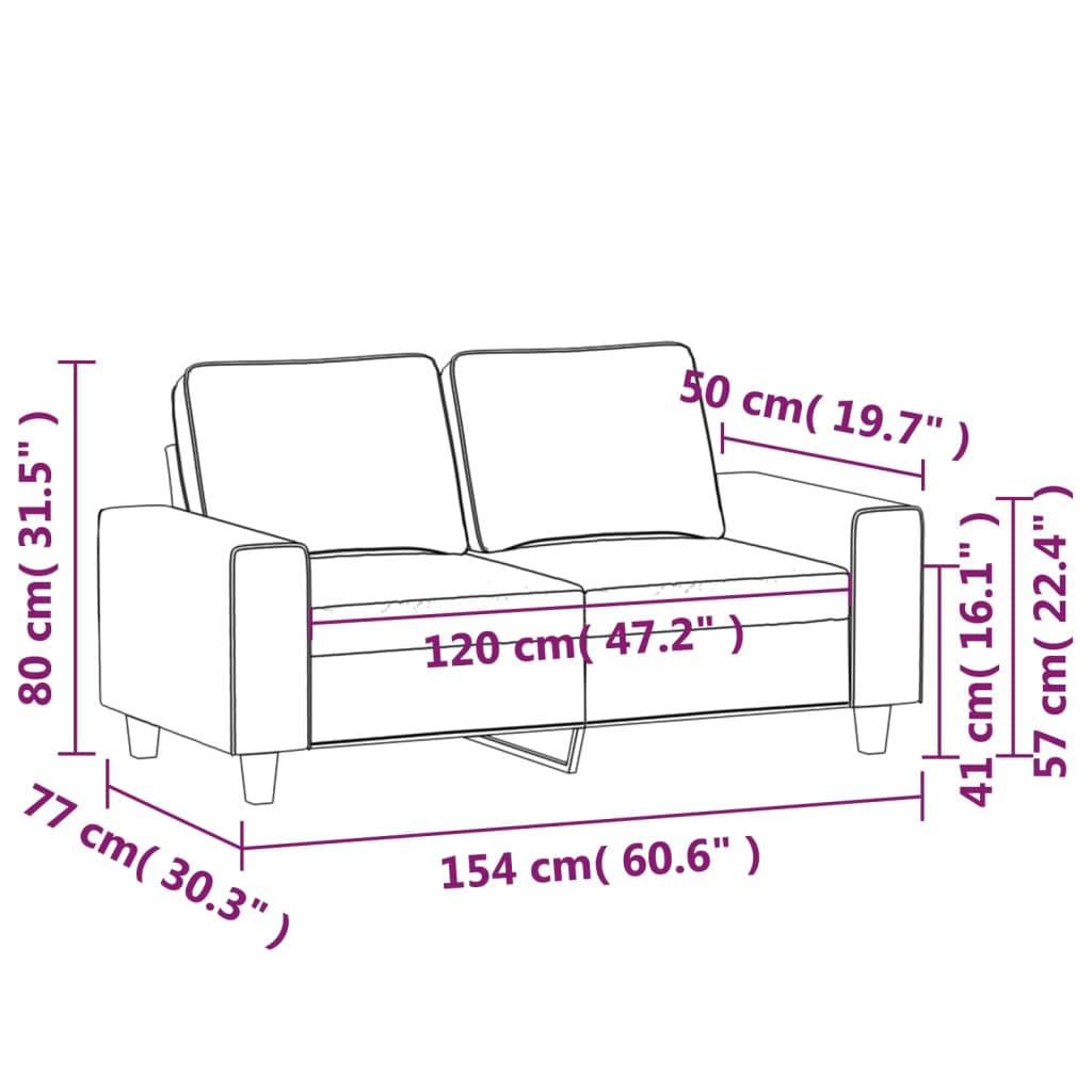 vidaXL 2-Sitzer-Sofa Dunkelgrau 120 cm Stoff