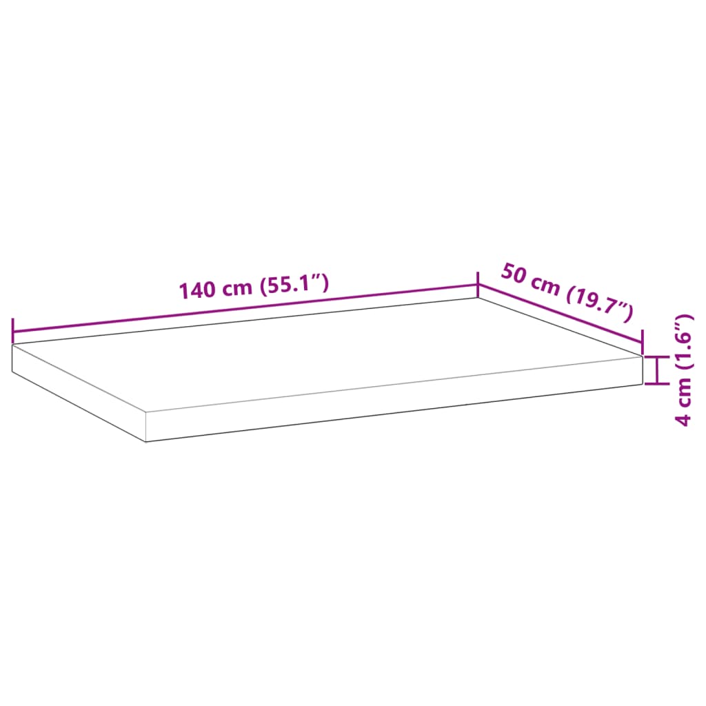 vidaXL Waschtischplatte Unbehandelt 140x50x4 cm Massivholz Akazie