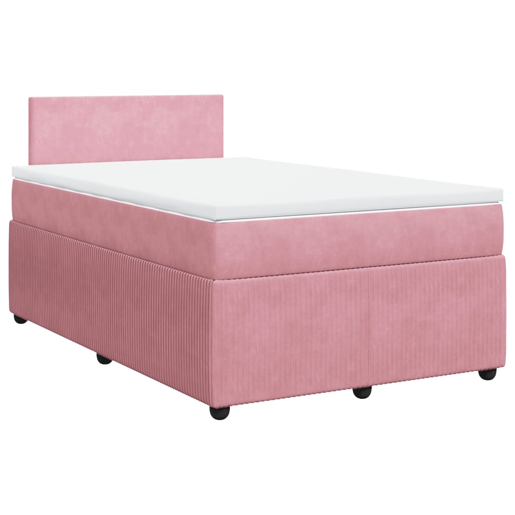 vidaXL Boxspringbett mit Matratze Rosa 120x200 cm Samt