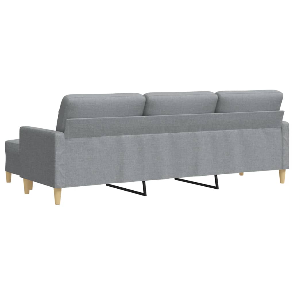 vidaXL 3-Sitzer-Sofa mit Hocker Hellgrau 210 cm Stoff